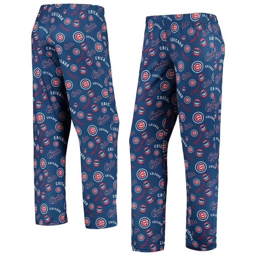 MLB Officially Licensed Women's Chicago Cubs Royal Retro Print Sleep Pants - M